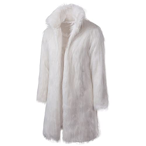 DxanDn Wintermantel Herren Warm Clearance, Kunstpelz Mantel Herren Pelzmantel Herren Lang Kunst Felljacke Pelzkragen Wind Coat Winterjacke Faux Pelz Fur Warm Mantel Pelzjacke Langarm ReversParka von DxanDn