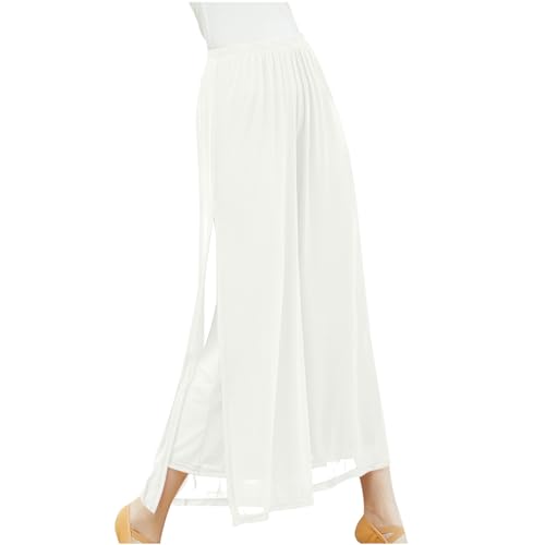 DxanDn Yogahose Damen Einfarbige Freizeithose Weite Passform Palazzo Hose Leichter Atmungsaktiver Stoff Super Weich und Bequem Elegant Freizeithose mit Elastikbund, Perfekt für Yoga, Tanz oder Alltag von DxanDn