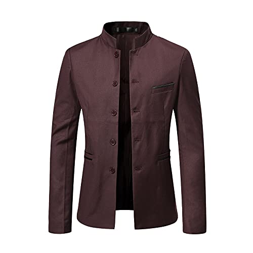 Herren-Blazer Sale Clearance,Herren Chinesische Tunika AnzüGe Mandarinenkragen Formelle Jacke Slim Fit Front Knopf Blazer Traditionelle Uniform BräUtigam Kleid Leicht, GefüTtert, Business-MäNtel von DxanDn