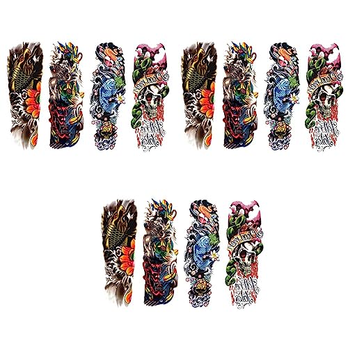 Dxoniislh 12 Teile/Los Wasserdicht Temporäre Tattoos Fisch Schädel Farbe Voller Arm Mechanische Muster Applique Voller Arm Tattoos Aufkleber 48X17 cm (1720) Anwendbar auf Männer und Frauen von Dxoniislh