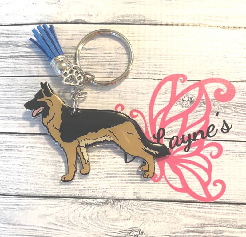 Personalisierte Schäferhund Acryl Schlüsselanhänger Hunderasse Reißverschluss von DyLaynes