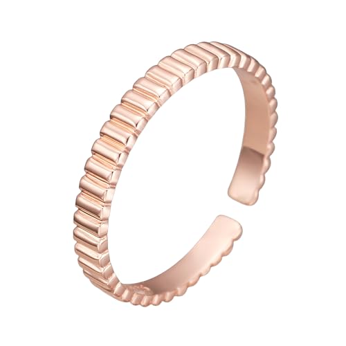 DyLyz 925 Sterling Silber Ring Vintage Roségold Geometrisch Plattierte Ringe Elegant Offen Verstellbar Stapelringe Statement Antik Fingerring für Männer Frauen von DyLyz