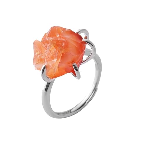 DyLyz Boho Krallenfassung Karneol Steinringe Vintage Handarbeit Rohstein Chakra Ring Natürlicher Kristall Statement Verstellbare Geburtsstein Ringe Für Urlaubsparty von DyLyz