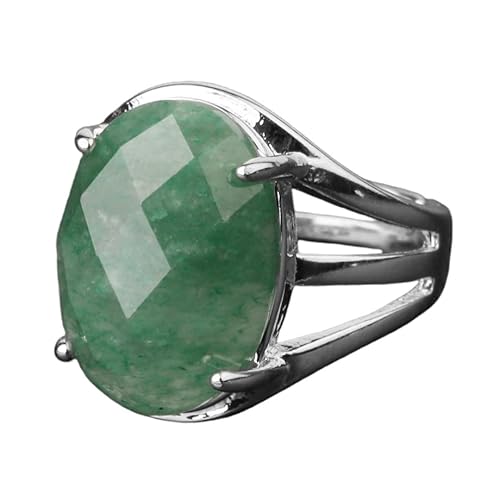 DyLyz Boho Oval Facettierte Aventurin Steinringe Vintage Hand Geometrischer Chakra Ring Natürlicher Edelstein Kristall Geburtsstein Statement Verstellbare Ringe Für Party Urlaub von DyLyz