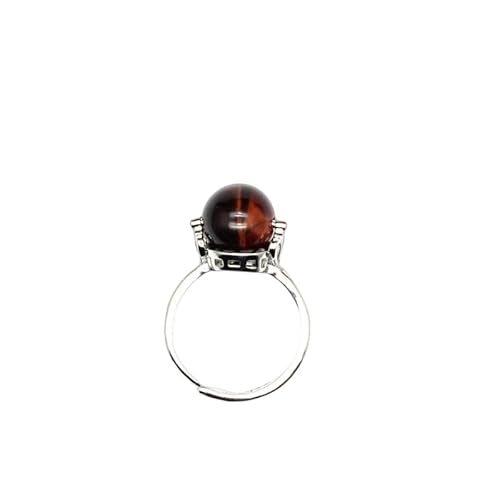 DyLyz Boho Runder Edelstein Drehbare Perlen Verstellbare Ringe Vintage Chakra Spinner Fidget Ring Natürlicher Kristall Geburtsstein Ringe Für Den Urlaub Roter Tigerauge Stein von DyLyz