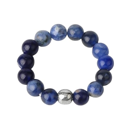 DyLyz Boho Sodalith Steinperlenringe Vintage Handgemachter Chakra Ring Ethno Natur Edelstein Kristall Ring Statement Ästhetische Stretch Ringe Für Urlaub Party Geburtstag von DyLyz