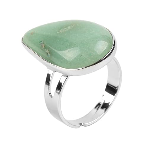 DyLyz Boho Wassertropfen Aventurin Steinringe Vintage Hand Geometrischer Chakra Ring Natürlicher Edelstein Kristall Geburtsstein Ring Statement Verstellbare Ringe Für Party Urlaub von DyLyz
