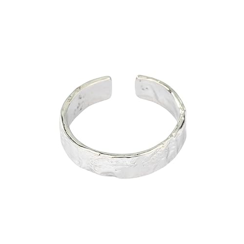 DyLyz Damenring aus 925er Sterlingsilber elegant unregelmäßig breite Ringe zierlicher klobiger Ring offener verstellbarer Ring antiker Fingerring klobiger Daumenring aus Silber von DyLyz