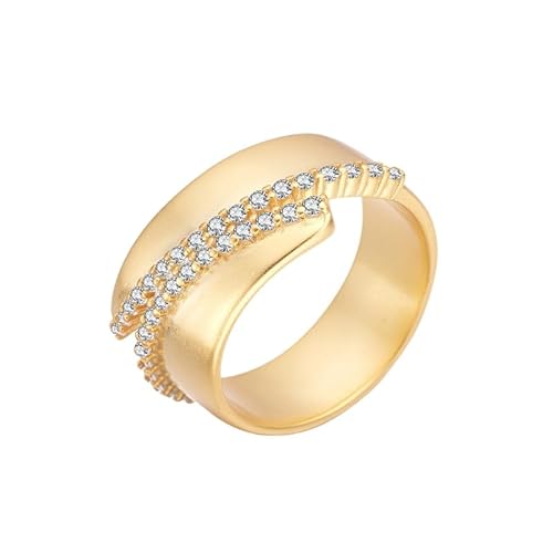 DyLyz Ring aus 925er Sterlingsilber zierliche funkelnde Zirkonia Ringe elegant klobig breites Band doppellagig offen verstellbar Daumenringe Vintage Statement antiker Fingerring für Männer und von DyLyz