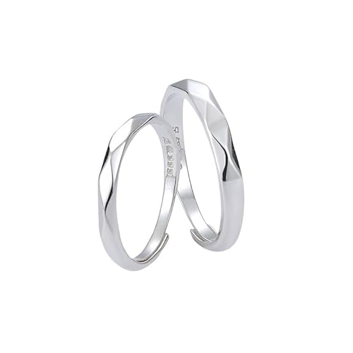 DyLyz Ringpaar Set 925 Sterling Silber Ring Vintage Rhombus Paar Ringe Statement Verstellbar Twist Passender Fingerring zierlicher Bandring Mode Silber Daumenring von DyLyz