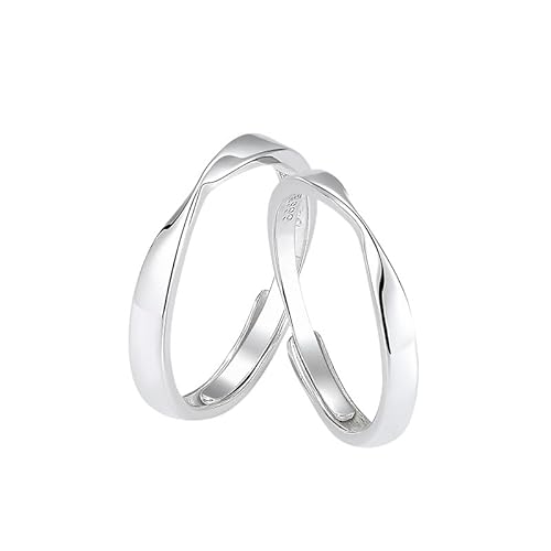 DyLyz Ringpaar Set 925 Sterling Silber Verstellbarer Mobius Ring Vintage Twist Paar Ringe Statement Passender Fingerring zierlicher Bandring Mode Silber Daumenring von DyLyz