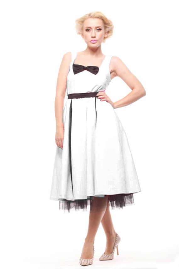 Custom 50S Rockabilly Brautkleid, Wadenlanges Baumwoll Swingkleid von DyStyle