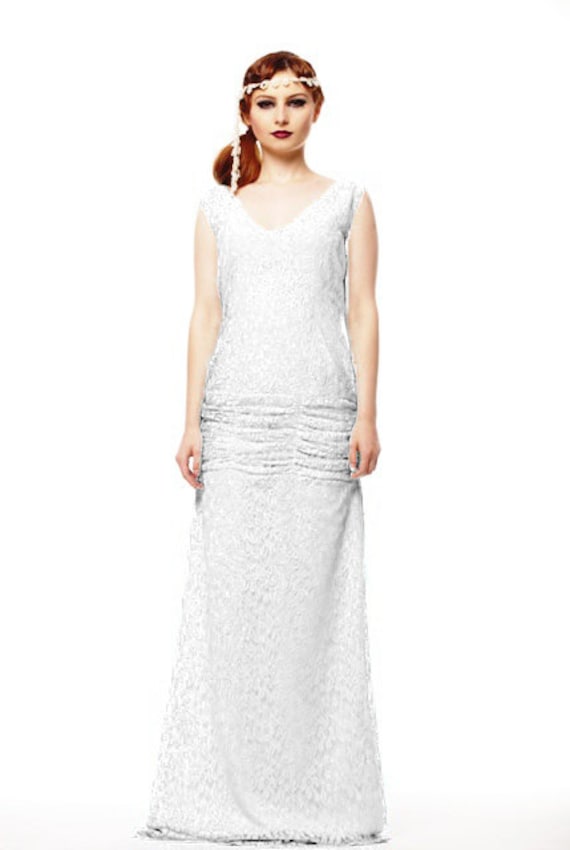 Flapper Hochzeit Spitze Kleid Große Gatsby 1920 Hochzeitskleid 20Er Jahre Drapped Spitzenkleid Flapper Hochzeit Spitze Kleid Große Gatsby 1920 Hochzeitskleid 20Er Jahre Drapped Spitzenkleid von DyStyle