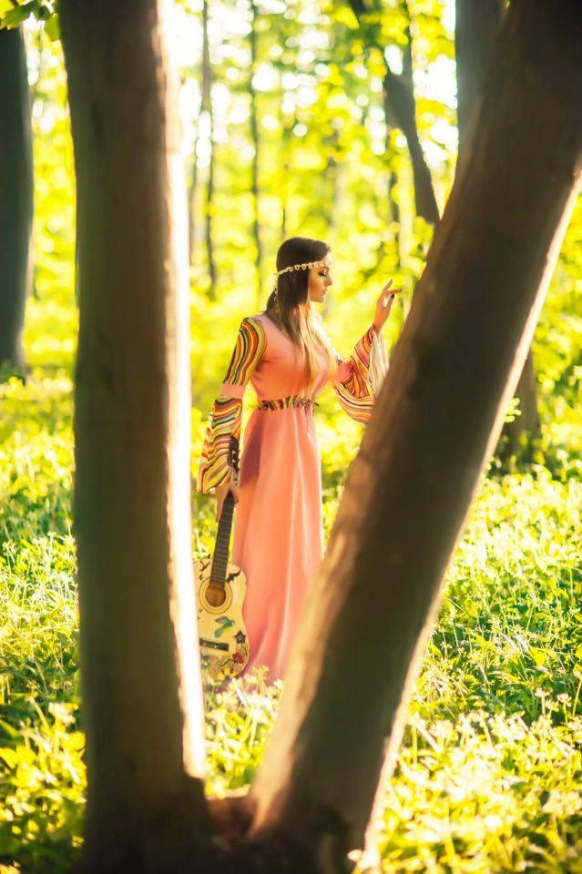 Maxikleid Aus Der 70Er Jahre Hochzeit in Rosa Baumwolle Kleid Mit Trompetenärmeln von DyStyle