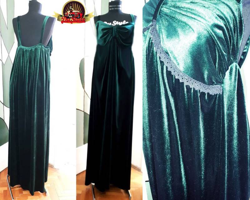 Samt Renaissance Kleid, Art-Deco-Samt Nachthemd, Samt Und Spitze Kleid/Nachthemd von DyStyle
