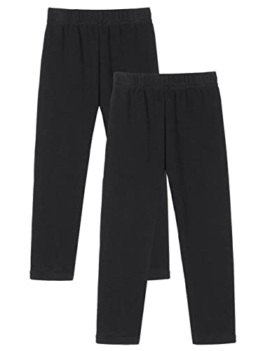 2er Packung Mädchen Leggings Gefüttert Herbst Winter Stretch Leggins Dick Hosen für Kinder Schwarz 104-110 von Dybker
