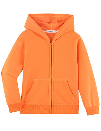 Dybker Jungen Mädchen Hoodies Kapuzenpullover Klassisch Solid Sport Pullover Top Leichte Serie Weiche Plüsch Baumwolle für 5-12 Jahre, Orange, 4 Jahre von Dybker