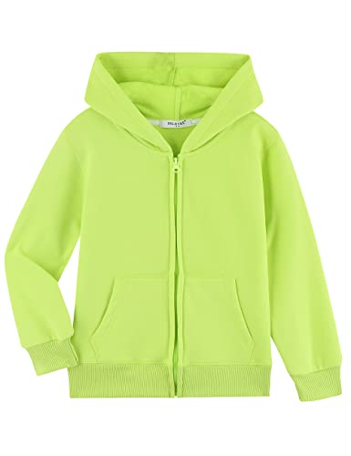 Dybker Kapuzenpullover für Jungen und Mädchen, klassisch, solide, leichte Serie, weiche Plüsch-Baumwolle, für 5–12 Jahre, neon green, 7-8 Jahre von Dybker