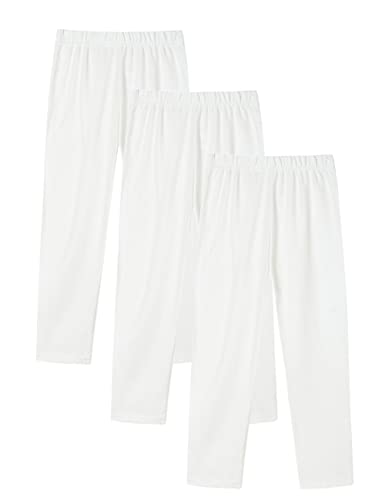Dybker Mädchen Leggings Baumwolle Hosen Stretchige Lang Kindergamaschen 3er-Pack Weiß 128 von Dybker