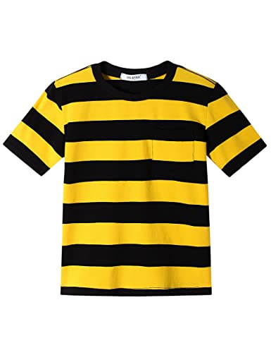 T-Shirt Jungen Mädchen Streifen Rundhalsausschnitt Kurzarm Baumwolle Tops für Kinder Gelb Schwarz 7-8 Jahre T-Shirt Jungen Mädchen Streifen Rundhalsausschnitt Kurzarm Baumwolle Tops für Kinder Gelb Schwarz 7-8 Jahre von Dybker