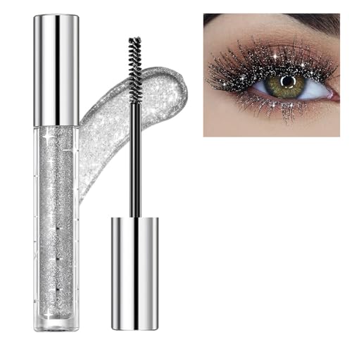 Dyceittdia Mascara, 3.2g Wimperntusche, Pailletten-Glitzer-Schneeflocken-Mascara, Wasserfeste, wischfeste Wimperntusche, Verlängernde und volumengebende Wimperntusche, Funkelnde Augen, mascara von Dyceittdia