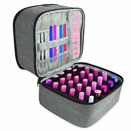 Dyeulget Nagellack-Organizer-Etui, große Nagellack-Aufbewahrungs-Tragetasche für 30 Flaschen, doppellagige tragbare Make-up-Box für Nageltrocknerlampe, Nail-A-rt-Werkzeug-Zubehör von Dyeulget