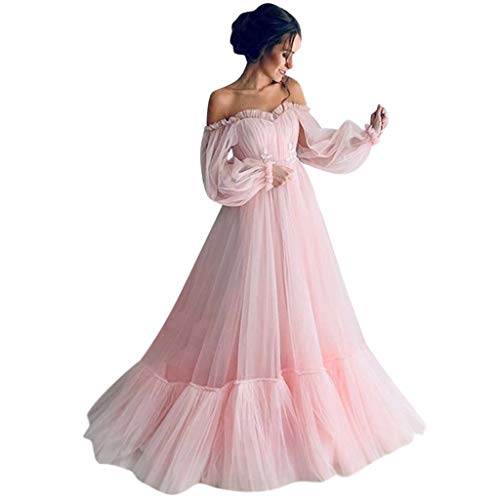 Ballkleid Damen Lang Sexy Tüll Einfarbige Trägerkleid Ärmellos Schulterfrei Partykleid Hohe Taille Cocktailkleid Sling Abendkleid Abiballkleid Knöchellang Maxikleid Hochzeitskleid von Dyhxuan