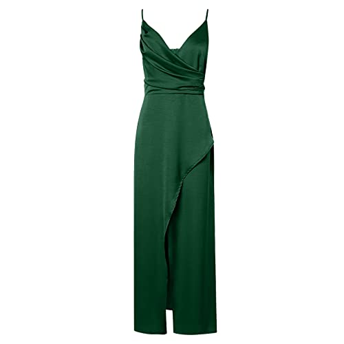 Ballkleider Damen Lang Einfarbige Cocktailkleid Sexy Ärmellos Halfter Partykleid Hohe Taille Abendkleid Schulterfrei Maxi Abiballkleid Brautjungfern Kleider mit Schlitz Knöchellang Maxikleid von Dyhxuan