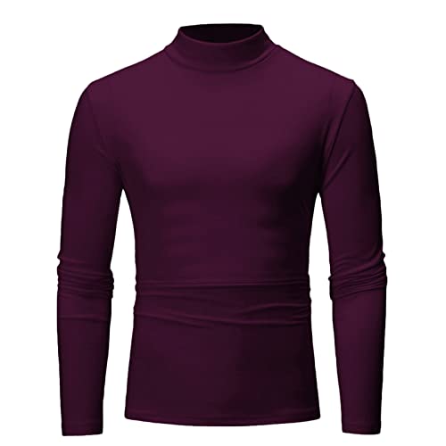 Dyhxuan Basic Langarmshirt Herren Half Rollkragen Langarm T-Shirt Stretch Slim Fit Unterhemden Einfabrig Longsleeve Tshirt Baumwolle Rollkragenshirt Autumn Winter Funktionsshirt Oberteil von Dyhxuan