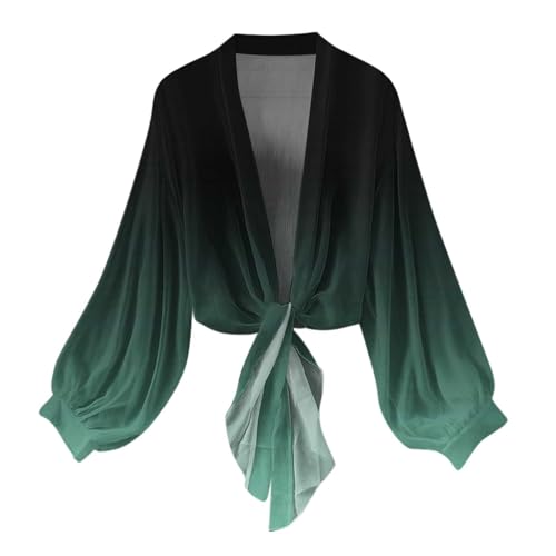 Dyhxuan Bolero Damen Chiffon Cardigan Elegant Langarm Strickjacke Dünne Sommer Bolerojacke Boho Sommerjacke für Party Strand von Dyhxuan