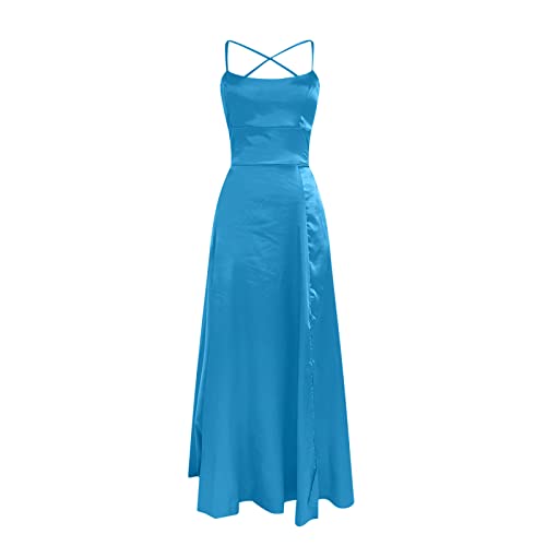 Dyhxuan Cocktailkleid Damen Elegant für Hochzeit Lange Abendkleider Abschlusskleider Festlich Kleider Hochzeitsgast Satin Abendkleid Ballkleider Brautkleid Bodenlang Maxikleid Blau Grün Schwarz von Dyhxuan