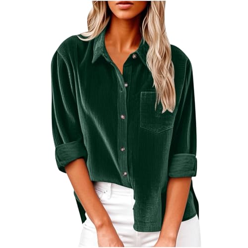 Dyhxuan Cordhemd Damen Button Down Langarm Cordbluse Elegant Frauen Hemd Cordjacke Einfarbig Hemdjacke Corduroy Dünne Jacket V-Ausschnitt Langarmshirt Casual Blusenshirt Frauen Hemdbluse Oberteile Dyhxuan Cordhemd Damen Button Down Langarm Cordbluse Elegant Frauen Hemd Cordjacke Einfarbig Hemdjacke Corduroy Dünne Jacket V-Ausschnitt Langarmshirt Casual Blusenshirt Frauen Hemdbluse Oberteile von Dyhxuan