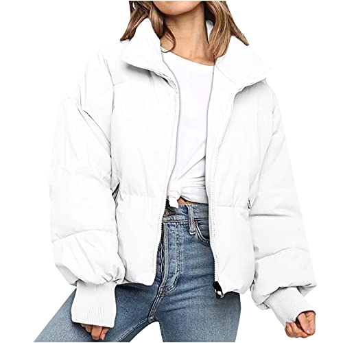 Dyhxuan Damen Daunenjacke, Kurze mehrfarbige Winter warme Baumwolljacke, Winterjacke, Damen leichte Daunenjacke, Outdoor langärmelige Baumwolljacke Damen Jacke Jacken Teenager Mädchen Trend von Dyhxuan