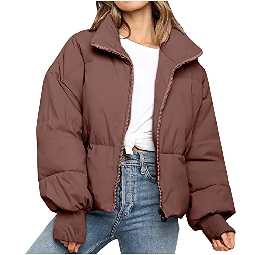 Dyhxuan Damen Daunenjacke, Kurze mehrfarbige Winter warme Baumwolljacke, Winterjacke, Damen leichte Daunenjacke, Outdoor langärmelige Baumwolljacke Damen Jacke Jacken Teenager Mädchen Trend von Dyhxuan