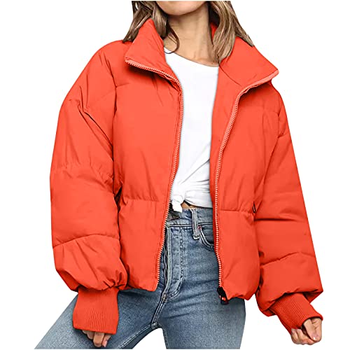 Dyhxuan Damen Daunenjacke, Kurze mehrfarbige Winter warme Baumwolljacke, Winterjacke, Damen leichte Daunenjacke, Outdoor langärmelige Baumwolljacke Damen Jacke Jacken Teenager Mädchen Trend von Dyhxuan