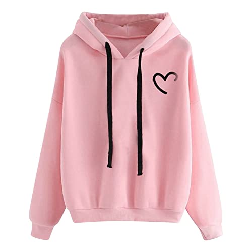 Frauen Pullover mit Kapuze Casual Locker Kapuzenpullover Pulli Gedruckt Oversize Kapuzenpulli Lange Ärmel Hoodie Outdoor Sport Style Liebesdruck Kapuzenpullover Sweatshirt mit Kapuze von Dyhxuan