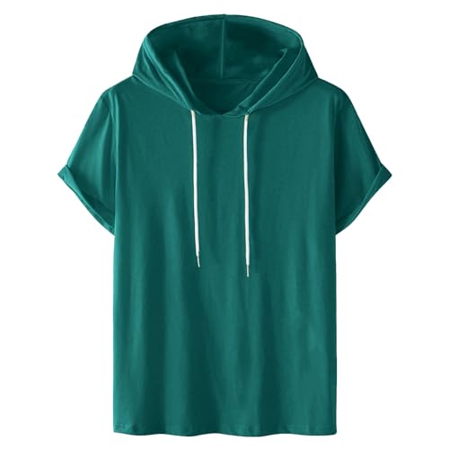 Dyhxuan Hoodie Herren Lässig Einfarbige Pullover mit Kapuze Sommer Kurzarm Kapuzenpullover Sweatshirt mit Kordelzug Große Größen Hoody Oberteile Baumwolle Kapuzenpulli Sweater für Männer S-4XL von Dyhxuan