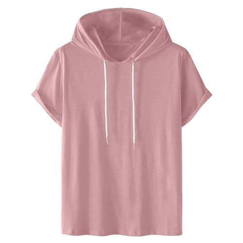 Dyhxuan Hoodie Herren Lässig Einfarbige Pullover mit Kapuze Sommer Kurzarm Kapuzenpullover Sweatshirt mit Kordelzug Große Größen Hoody Oberteile Baumwolle Kapuzenpulli Sweater für Männer S-4XL von Dyhxuan