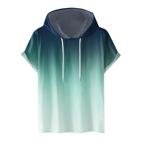 Dyhxuan Hoodie Herren Lässig Einfarbige Pullover mit Kapuze Sommer Kurzarm Kapuzenpullover Sweatshirt mit Kordelzug Große Größen Hoody Oberteile Baumwolle Kapuzenpulli Sweater für Männer S-4XL von Dyhxuan