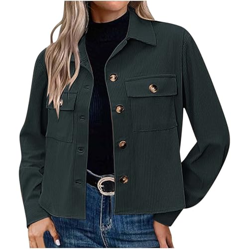 Dyhxuan Jacke Damen Kurz Übergangs Langarm Herbstjacke Klassisch Revers Hemdjacke Casual Cordjacke mit Knöpfe Elegant Hemd mit Brusttaschen Cropped Übergangsjacke Vintage Cordhemd Langarmshirt Dyhxuan Jacke Damen Kurz Übergangs Langarm Herbstjacke Klassisch Revers Hemdjacke Casual Cordjacke mit Knöpfe Elegant Hemd mit Brusttaschen Cropped Übergangsjacke Vintage Cordhemd Langarmshirt von Dyhxuan