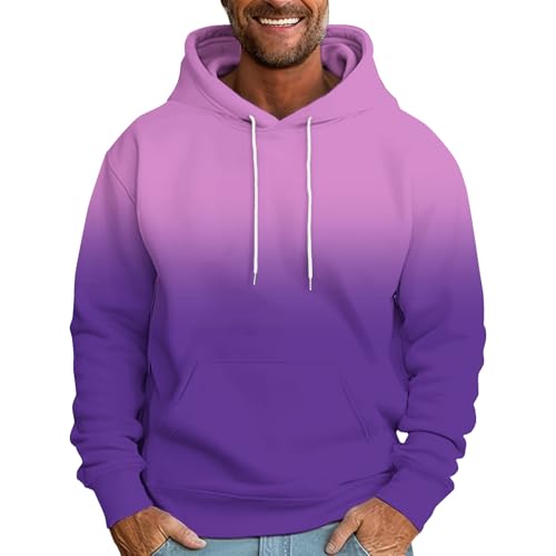 Dyhxuan Kapuzenpullover Herren Farbverlaufs Sweatshirt mit Kapuze Plus Size Hoodie Langarm Pullover mit Tasche Kordelzug Hoody Oberteile Autumn Winter Kapuzenpulli Locker Bequeme Oberteile M-3XL von Dyhxuan