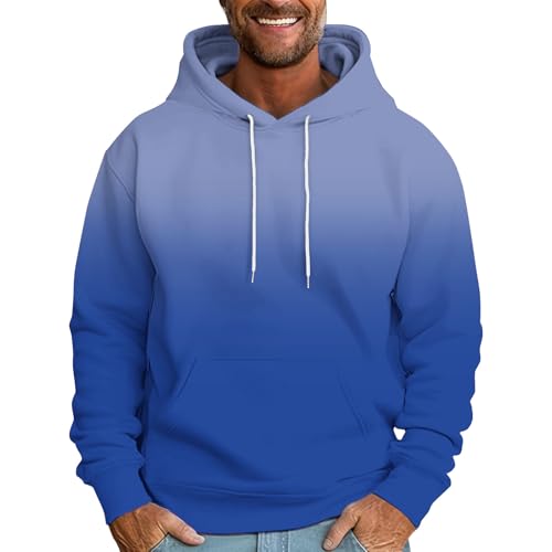 Dyhxuan Kapuzenpullover Herren Farbverlaufs Sweatshirt mit Kapuze Plus Size Hoodie Langarm Pullover mit Tasche Kordelzug Hoody Oberteile Autumn Winter Kapuzenpulli Locker Bequeme Oberteile M-3XL von Dyhxuan
