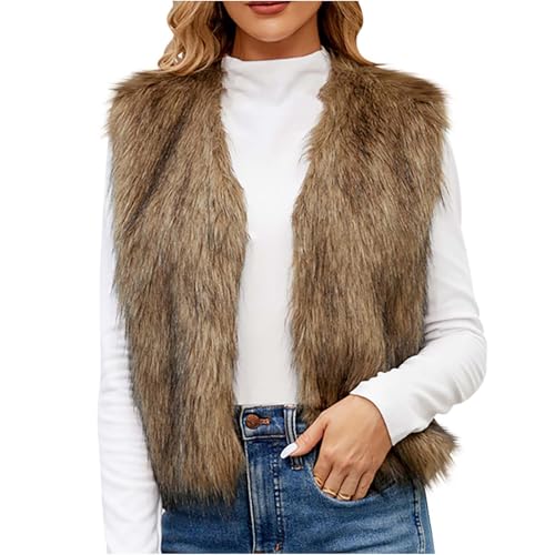 Dyhxuan Kunstfell Weste Damen Kurz Elegant Fellweste Ärmellose Faux Pelzjacke Warme Winterajcke PlüSchweste Kunstpelz Jacke Mantel Open Front Strickjacke V-Ausschnitt Pelzweste Fleecejacke Dyhxuan Kunstfell Weste Damen Kurz Elegant Fellweste Ärmellose Faux Pelzjacke Warme Winterajcke PlüSchweste Kunstpelz Jacke Mantel Open Front Strickjacke V-Ausschnitt Pelzweste Fleecejacke von Dyhxuan