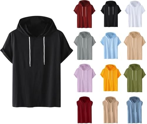 Leinenhemd Herren Baumwolle Leinen Hoodie Einfarbig Hoody Oberteile Knopfleiste Langarm Hemd mit Kapuze Modische Langarmshirt Schlank Sommer Shirt Leichte Sommerhemd Bequem Freizeithemden von Dyhxuan