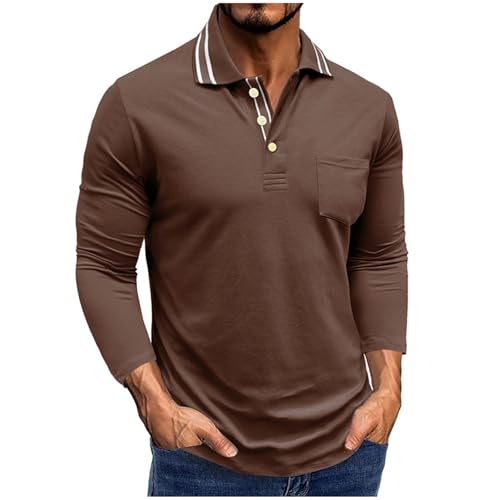 Dyhxuan Poloshirt Herren Baumwolle Langarm Polohemd Regular Fit Casual Langarmshirt Einfarbig Männer T-Shirt Umlegekragen Freizeithemd Longsleeve Sportshirt Autumn Tshirt Oberteile von Dyhxuan