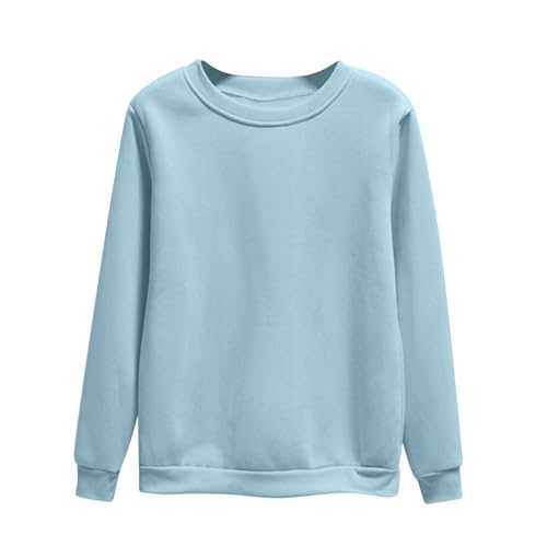 Dyhxuan Pullover Damen Einfarbig Vielseitig Sweatshirt Ohne Kapuze Große Größen Basic Langarmshirt Autumn Winter Langarm Oberteile Casual Rundhals Pulli Shirt Leicht Longsleeve Tops für Frauen M-4XL von Dyhxuan
