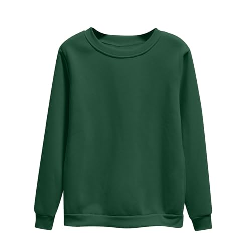 Dyhxuan Pullover Damen Einfarbig Vielseitig Sweatshirt Ohne Kapuze Große Größen Basic Langarmshirt Autumn Winter Langarm Oberteile Casual Rundhals Pulli Shirt Leicht Longsleeve Tops für Frauen M-4XL von Dyhxuan