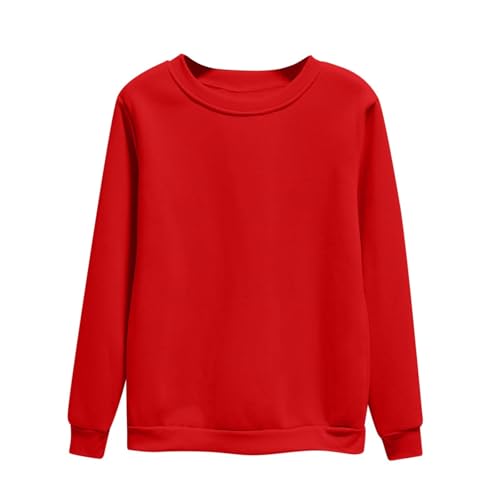 Dyhxuan Pullover Damen Einfarbig Vielseitig Sweatshirt Ohne Kapuze Große Größen Basic Langarmshirt Autumn Winter Langarm Oberteile Casual Rundhals Pulli Shirt Leicht Longsleeve Tops für Frauen M-4XL von Dyhxuan