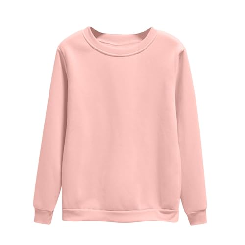 Dyhxuan Pullover Damen Einfarbig Vielseitig Sweatshirt Ohne Kapuze Große Größen Basic Langarmshirt Autumn Winter Langarm Oberteile Casual Rundhals Pulli Shirt Leicht Longsleeve Tops für Frauen M-4XL von Dyhxuan