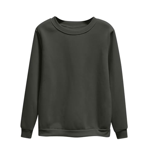 Dyhxuan Pullover Damen Einfarbig Vielseitig Sweatshirt Ohne Kapuze Große Größen Basic Langarmshirt Autumn Winter Langarm Oberteile Casual Rundhals Pulli Shirt Leicht Longsleeve Tops für Frauen M-4XL von Dyhxuan
